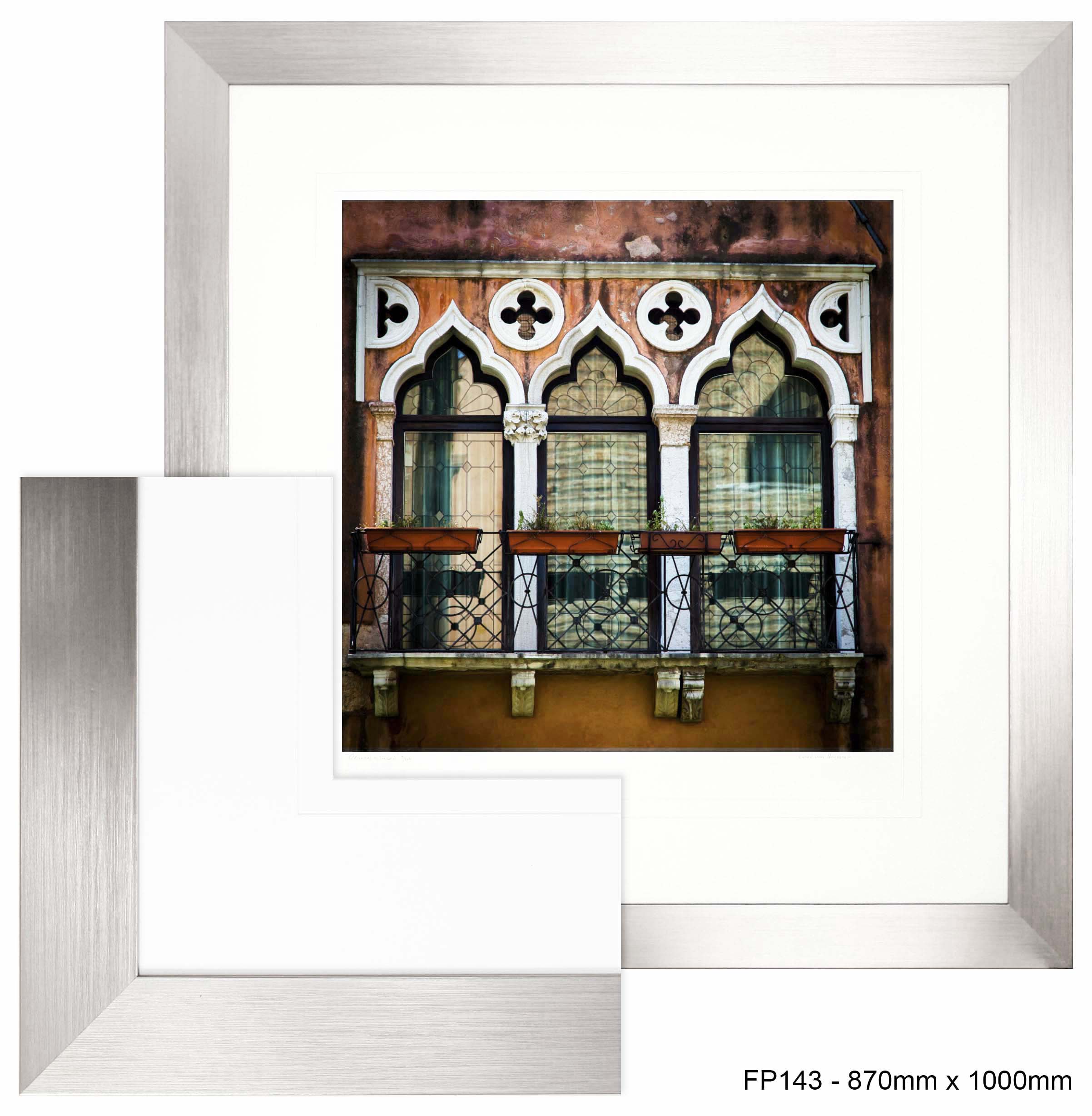 FP143 Wall décor art framed print building façade silver frame